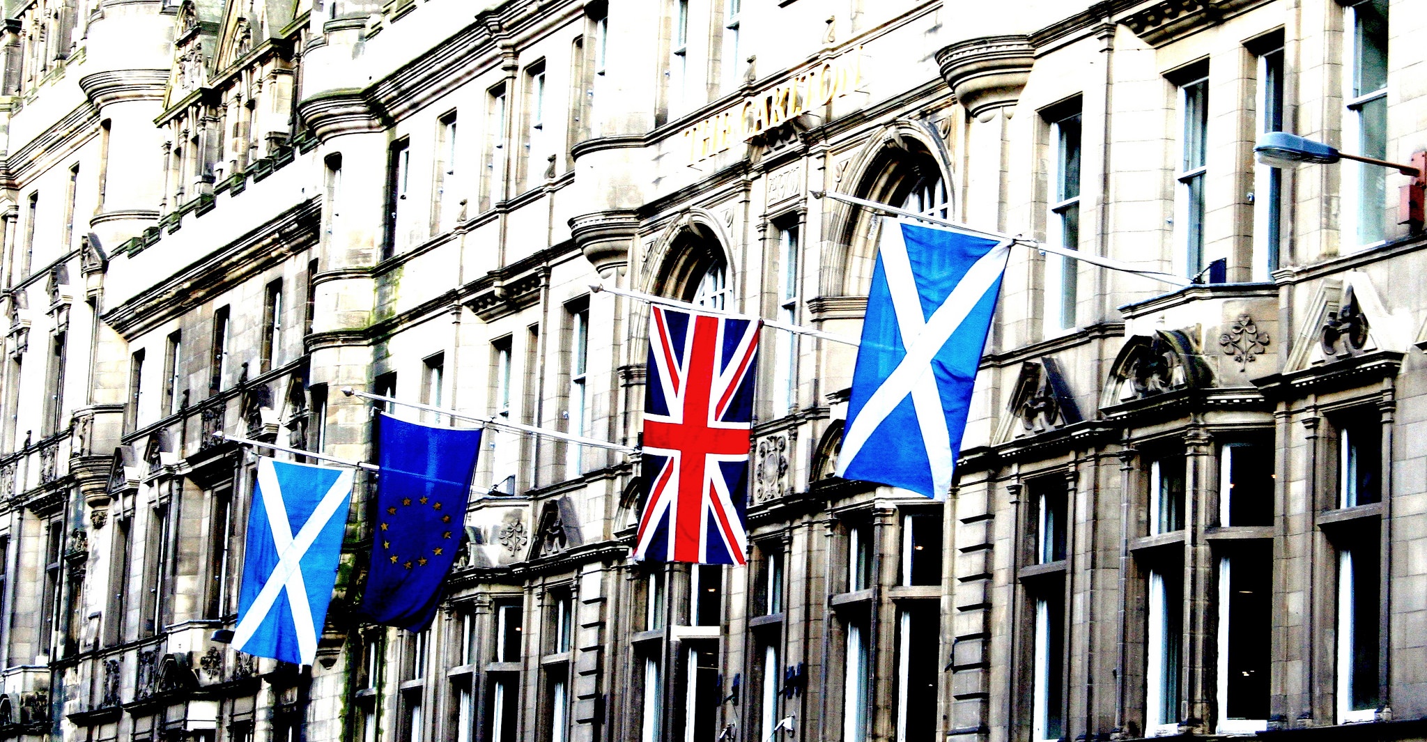 EU, UK and Scotland Flags