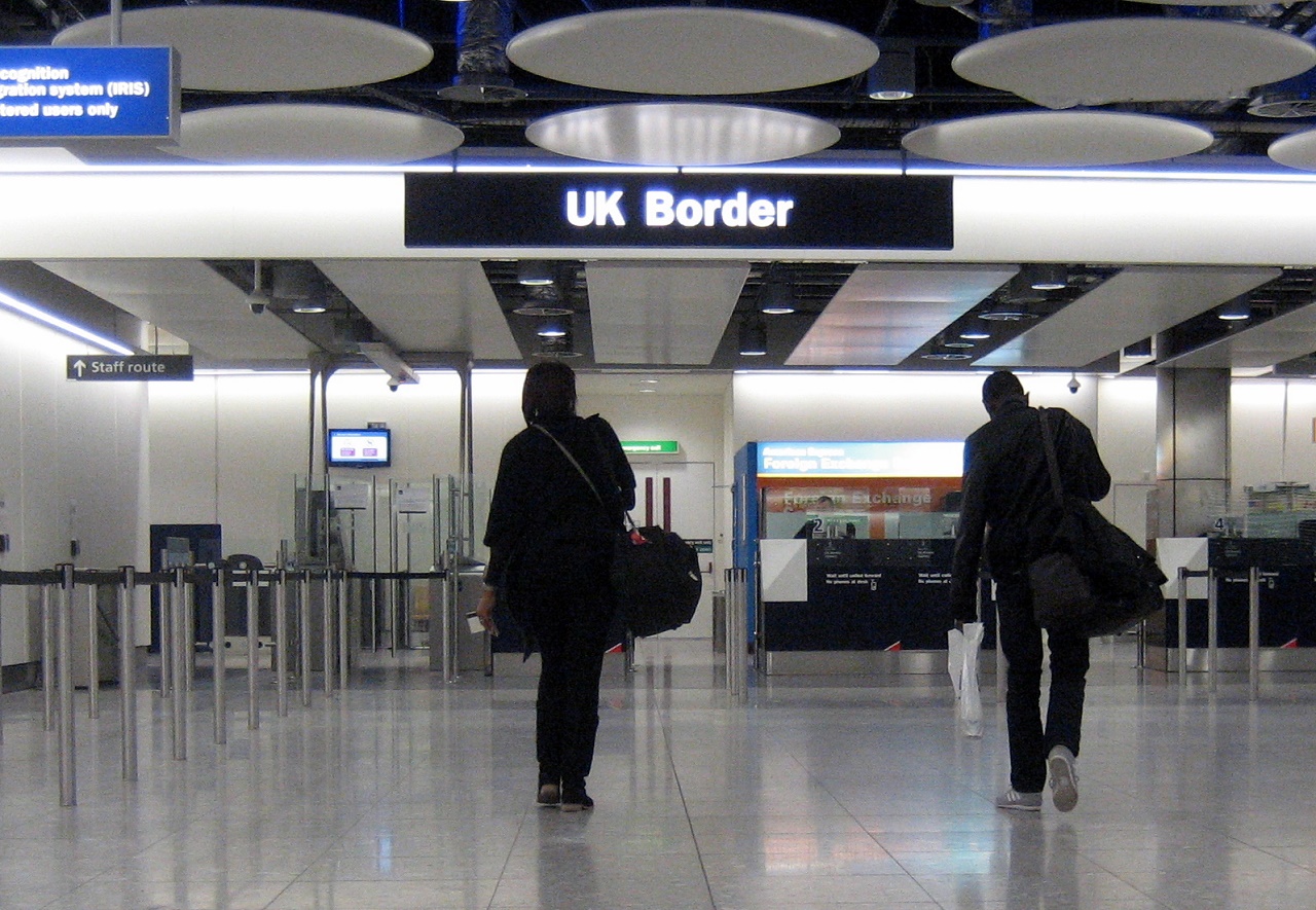 Immigration into the UK at Heathrow Airport.